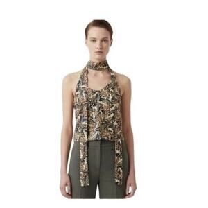 Wildfang The Empower Satin Cami Small Butterfly Print Tank Top Belted Size M NWT